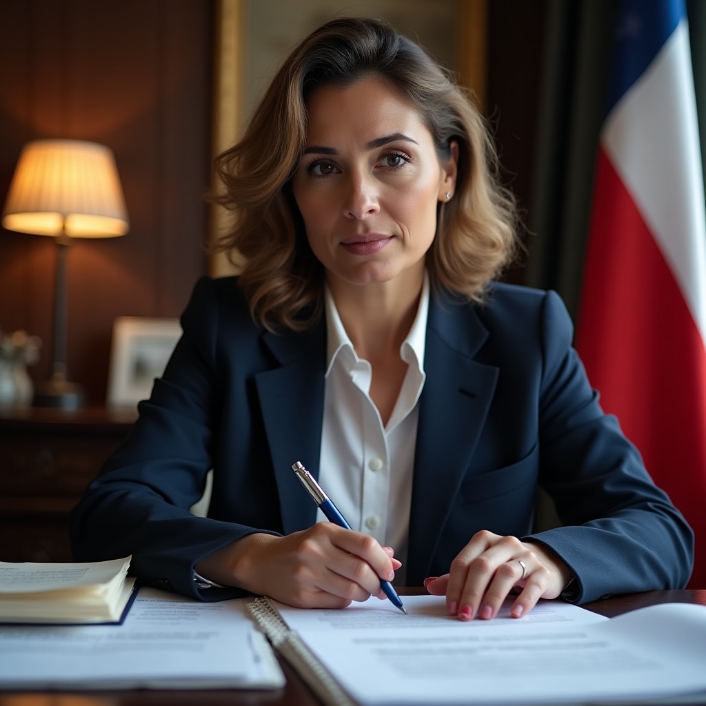 Professional reviewing official property documents at government office