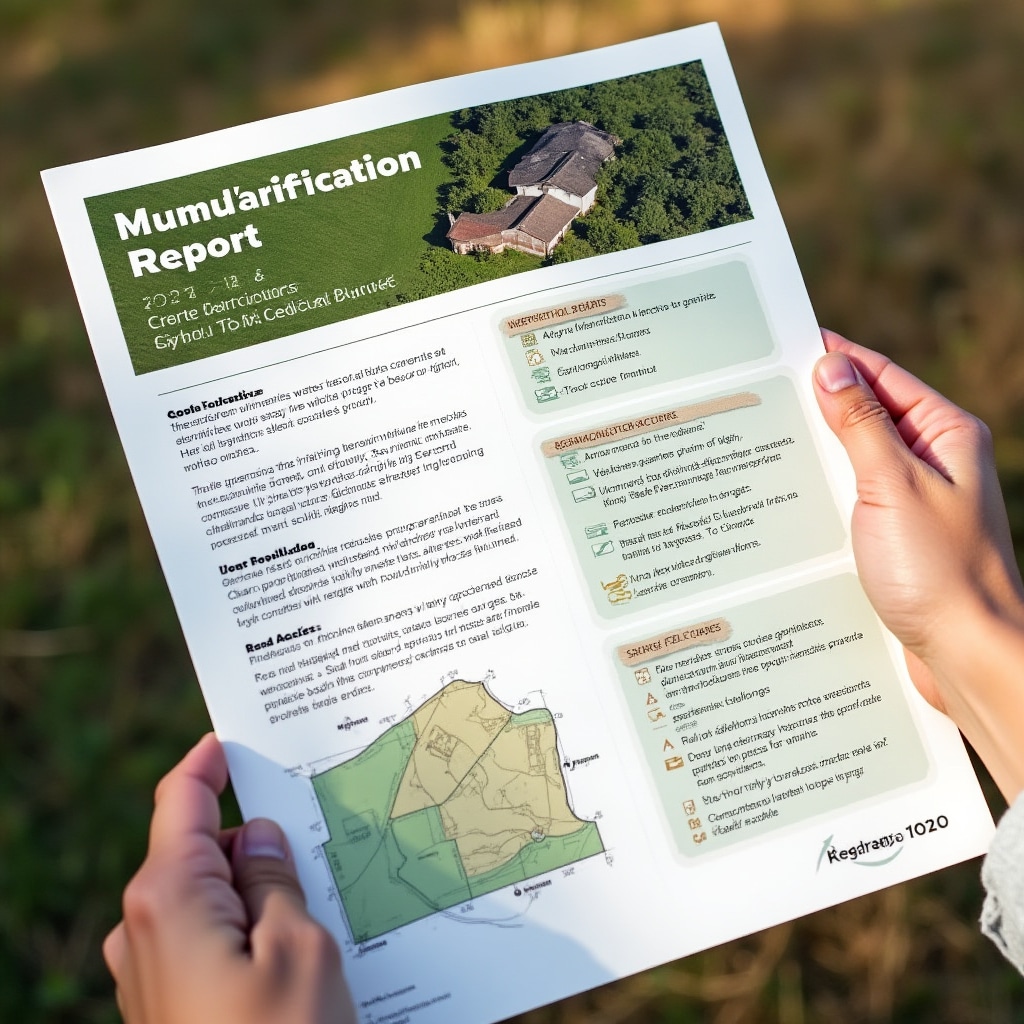 Sample rural property report showing agricultural zoning and infrastructure considerations